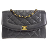 CHANEL 1997-1999 Tall Diana Flap Medium Black Caviar