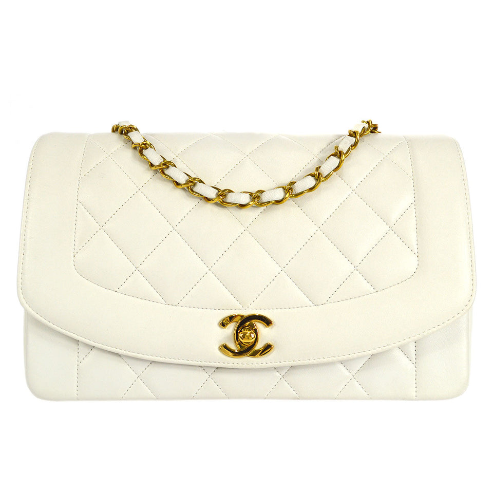 CHANEL 1994-1996 Diana Flap Medium White Lambskin