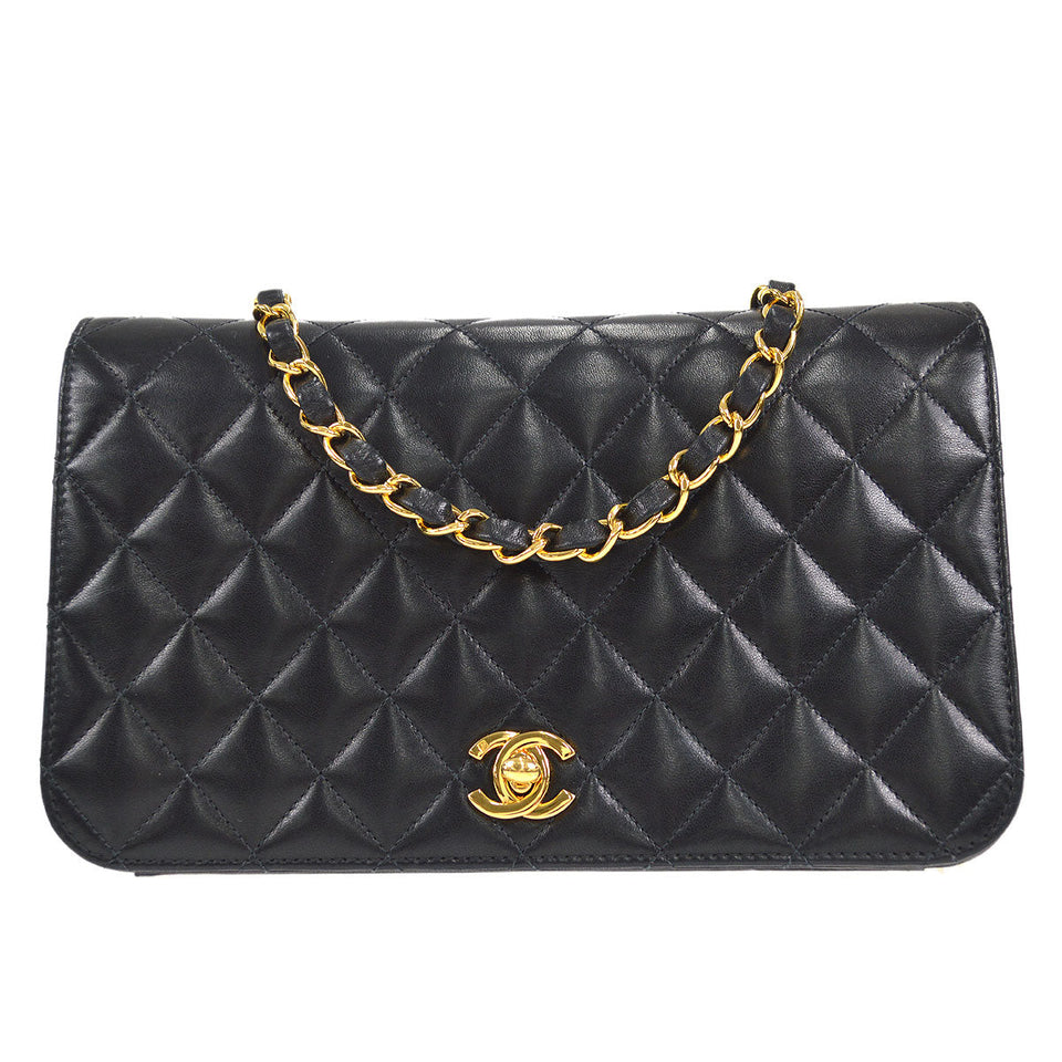 CHANEL 2005-2006 CC Turnlock Full Flap Small Black Lambskin