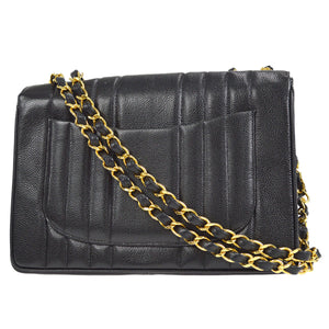 CHANEL★ 1991-1994 Vertical Classic Flap Jumbo Black Caviar 27226