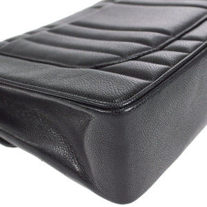 CHANEL★ 1991-1994 Vertical Classic Flap Jumbo Black Caviar 27226