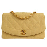 CHANEL 1991-1994 Diana Flap Medium Beige Linen
