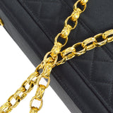 CHANEL 1989-1991 Trapezoid Flap Mini & Pouch Set Black Satin