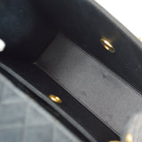 CHANEL 1989-1991 Trapezoid Flap Mini & Pouch Set Black Satin