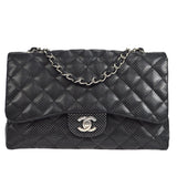 CHANEL 2006-2008 Perforated Classic Flap Jumbo Black