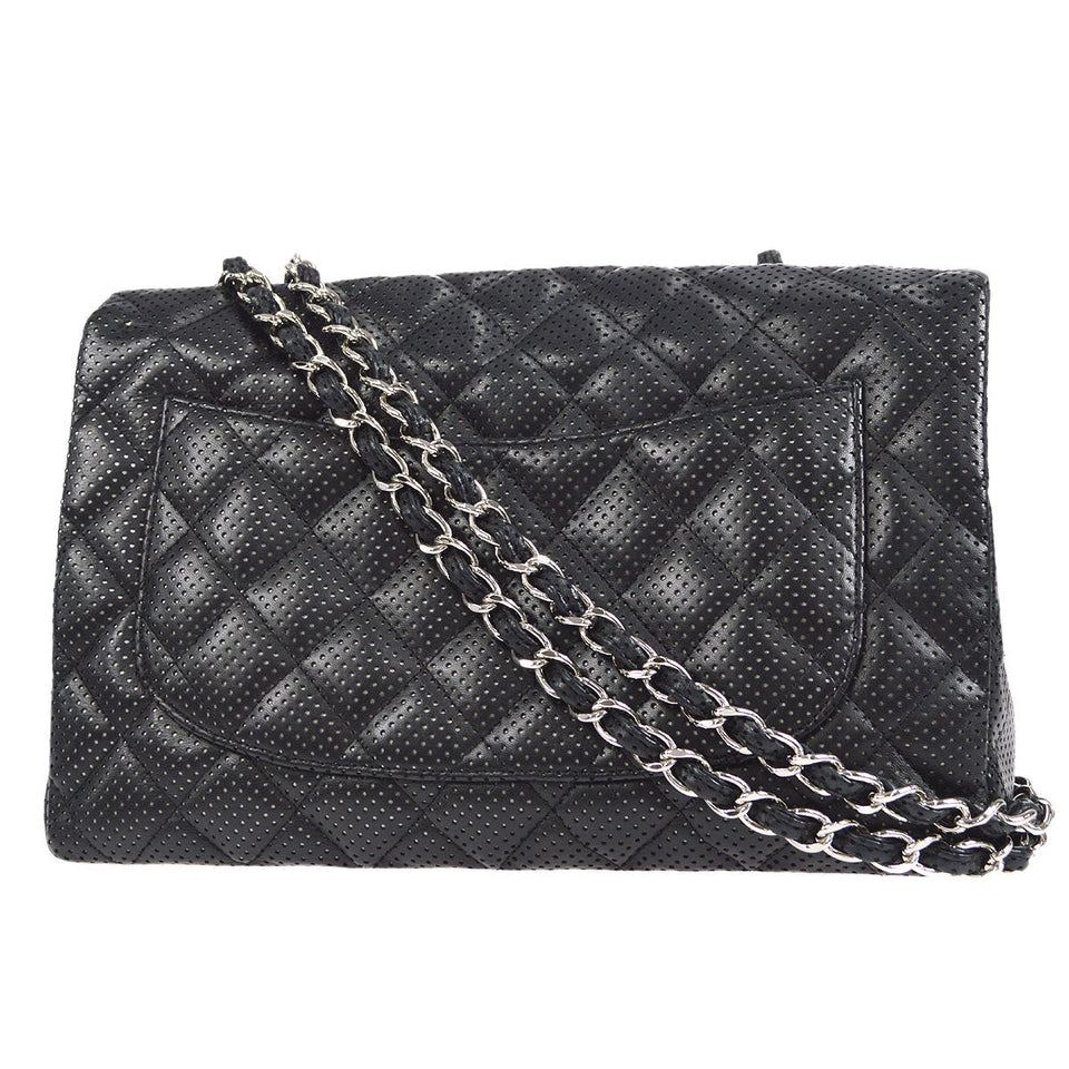 CHANEL 2006-2008 Perforated Classic Flap Jumbo Black