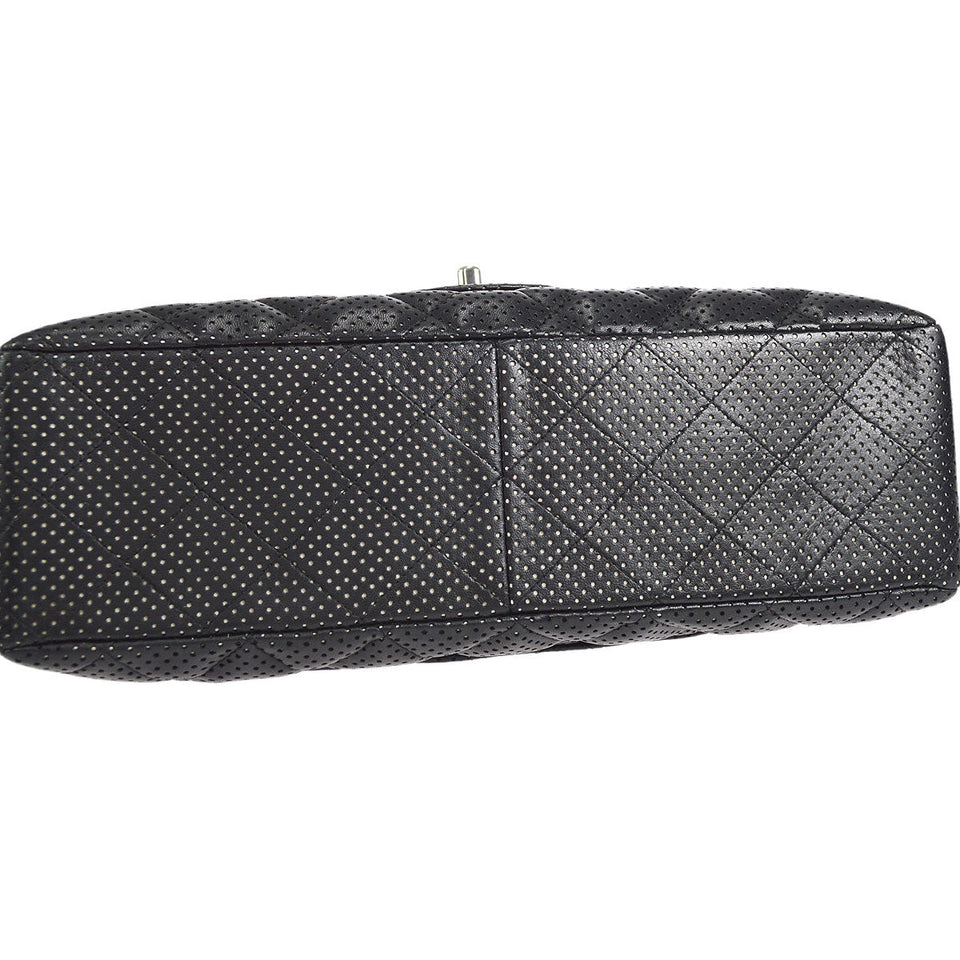 CHANEL 2006-2008 Perforated Classic Flap Jumbo Black
