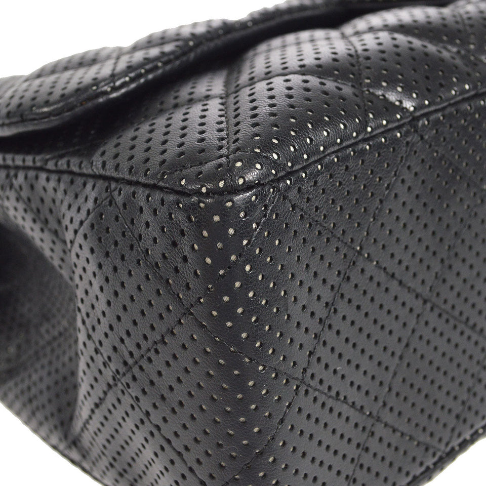 CHANEL 2006-2008 Perforated Classic Flap Jumbo Black
