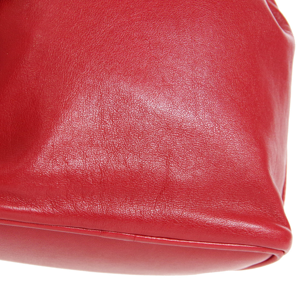 CHANEL 1991-1994 Drawstring Bag Red Lambskin