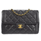 CHANEL 1994-1996 Border Flap Medium Black Lambskin