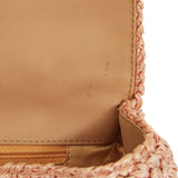 CHANEL 2005-2006 Woven Crossbody Bag Medium Pink Raffia Straw