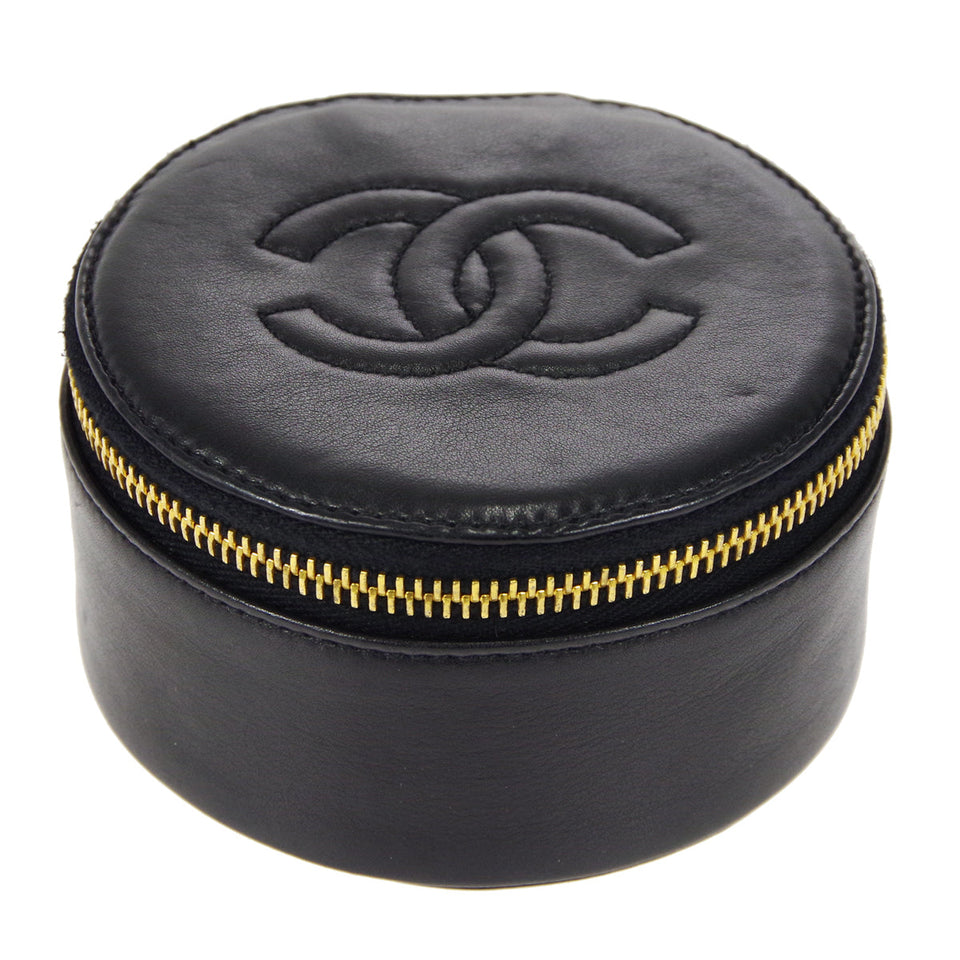 CHANEL 1994-1996 Timeless Jewelry Case Black Lambskin