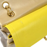CHANEL 2000-2001 Classic Double Flap Medium Metallic Beige Lambskin