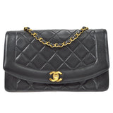 CHANEL 1989-1991 Diana Flap Medium Black Lambskin