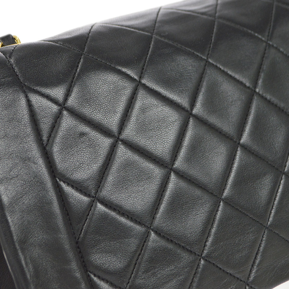 CHANEL 1989-1991 Diana Flap Medium Black Lambskin