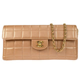 CHANEL 2001-2003 Choco Bar Eastwest Metallic Pink Lambskin