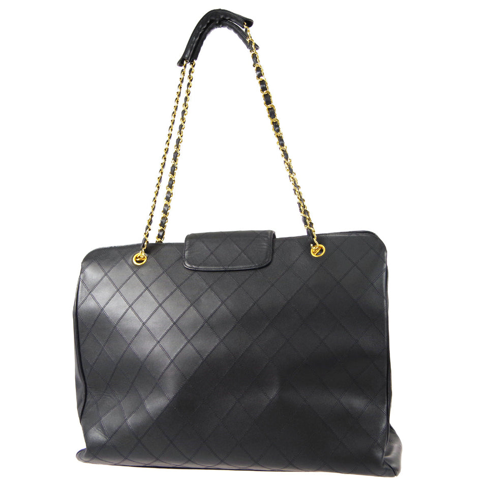 CHANEL 1991-1994 Cosmoline Supermodel Bag Black Calfskin