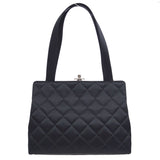CHANEL 1996-1997 Kisslock CC Handbag Black Satin