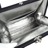 CHANEL 1996-1997 Kisslock CC Handbag Black Satin