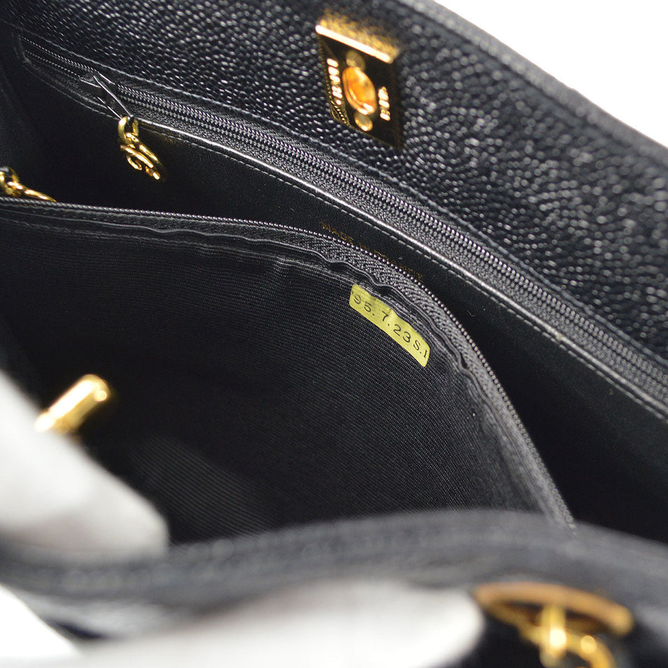 CHANEL 1994-1996 Pocket Tote Medium Black Caviar