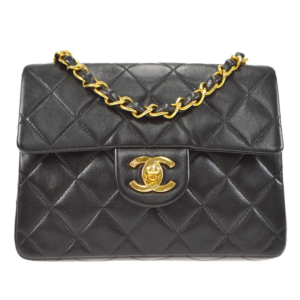 CHANEL 1994-1996 Classic Square Flap 17 Black Lambskin