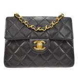 CHANEL 1994-1996 Classic Square Flap 17 Black Lambskin