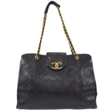 CHANEL 1989-1991 Cosmoline Supermodel Bag Black Calfskin