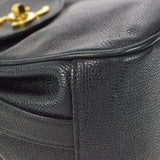 CHANEL 1986-1988 Round Flap Shoulder Bag Black Caviar