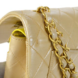 CHANEL 2000-2001 Classic Double Flap Medium Metallic Beige Lambskin