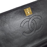 CHANEL 1997-1999 CC Pushlock Full Flap Small Black Lambskin