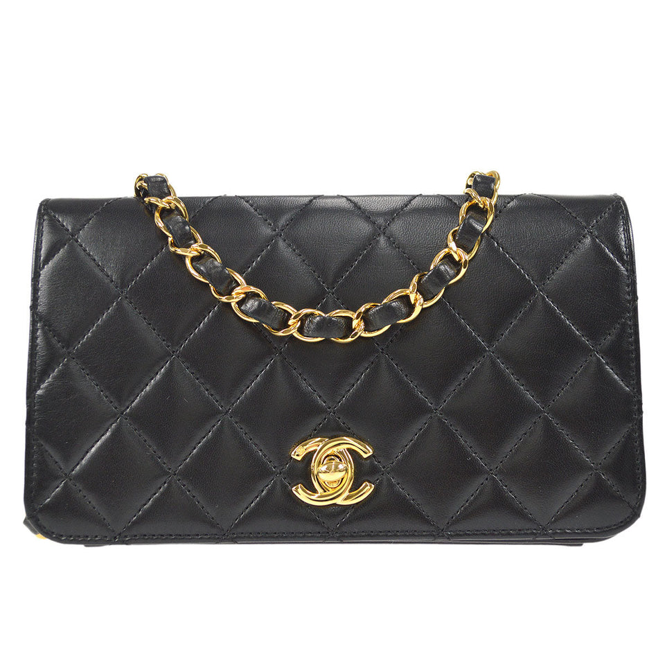 CHANEL 2006-2008 CC Turnlock Full Flap Mini Black Lambskin