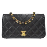 CHANEL 2006-2008 CC Turnlock Full Flap Mini Black Lambskin