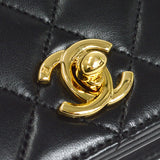 CHANEL 2006-2008 CC Turnlock Full Flap Mini Black Lambskin