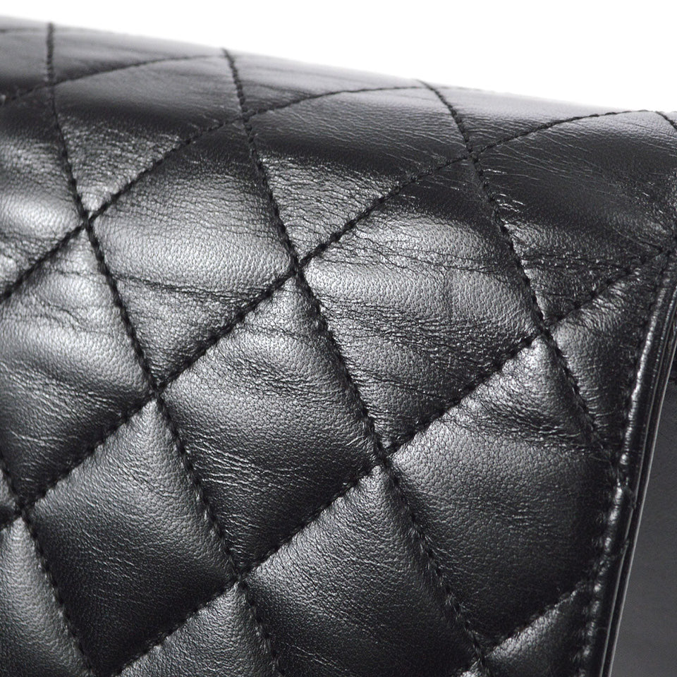 CHANEL 2006-2008 CC Turnlock Full Flap Mini Black Lambskin