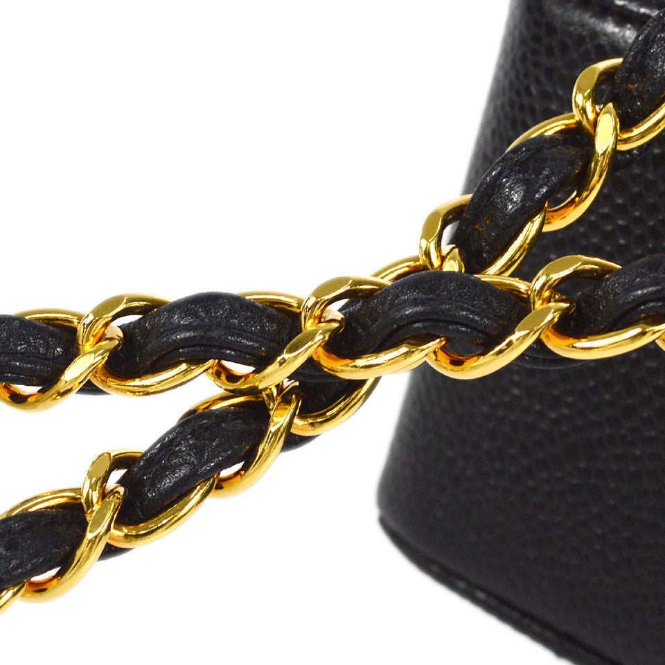 CHANEL Medium Diana Chain Shoulder Bag Black Caviar