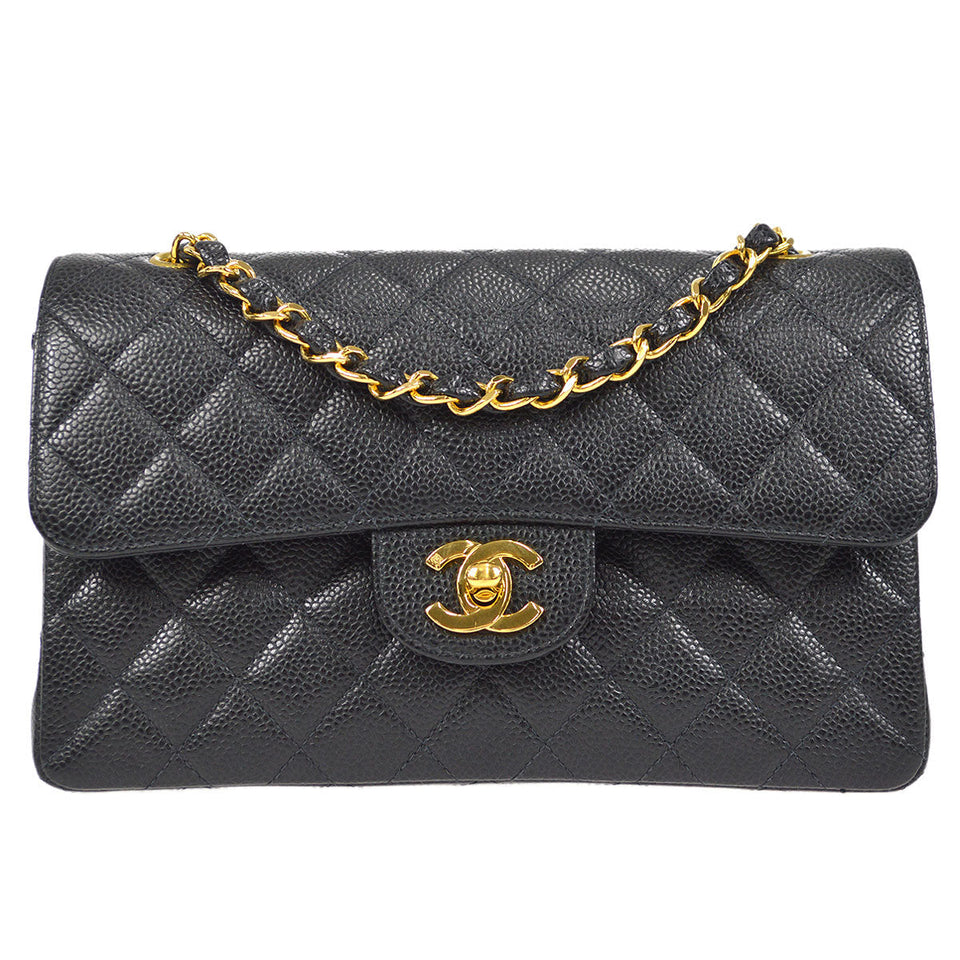 CHANEL 2000-2001 Classic Double Flap Small Black Caviar