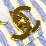CHANEL * 1994-1996 Striped Straight Flap Medium Canvas