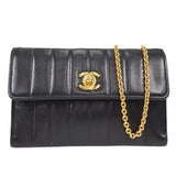 CHANEL 1991-1994 Vertical Straight Flap Mini Black Lambskin