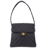 CHANEL 1996-1997 Double Side Classic Flap Shoulder Bag Medium Black Caviar
