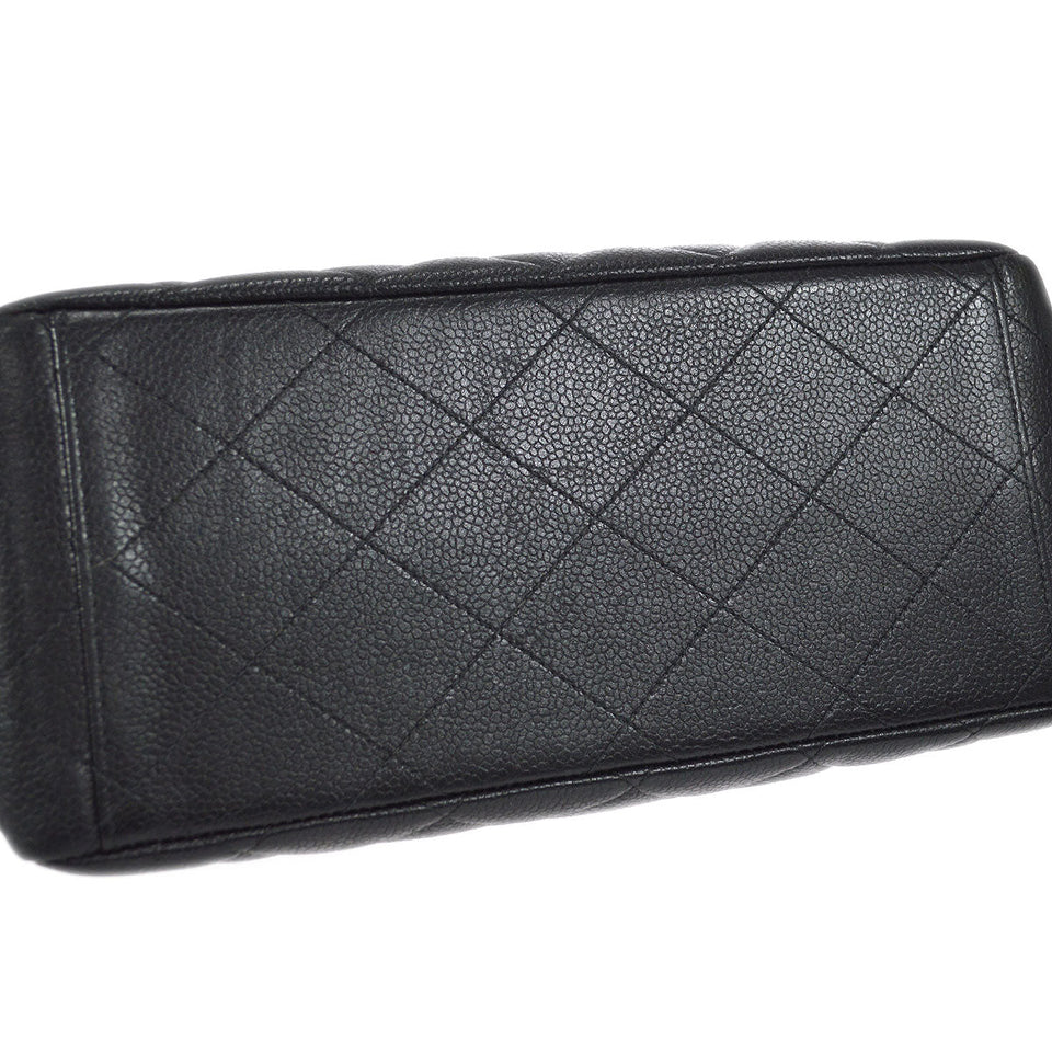 CHANEL 1996-1997 Double Side Classic Flap Shoulder Bag Medium Black Caviar