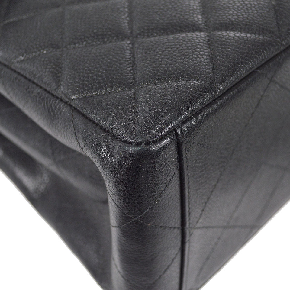 CHANEL 1996-1997 Double Side Classic Flap Shoulder Bag Medium Black Caviar