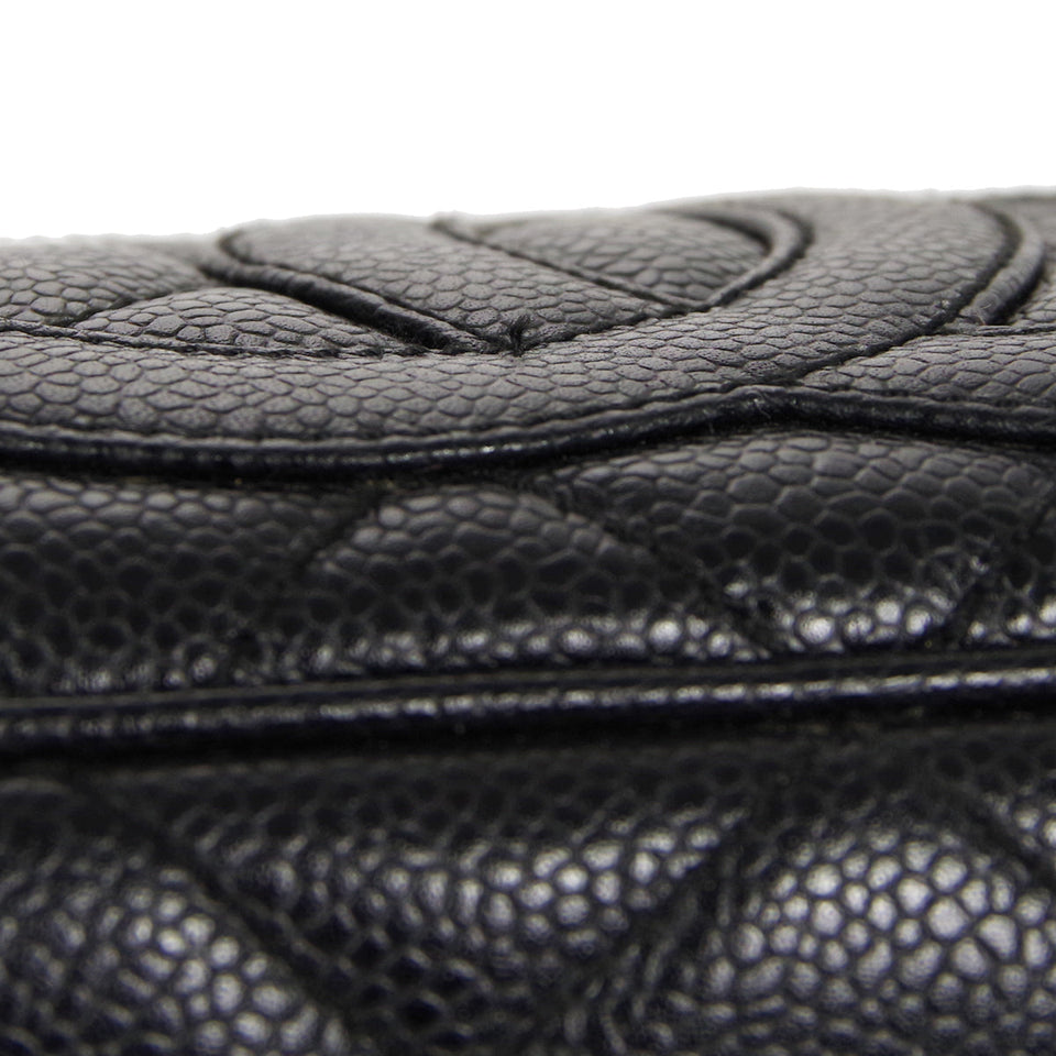 CHANEL 2001-2003 Shoulder Bag Black Caviar