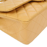 CHANEL 1997-1999 Classic Double Flap Medium Beige Caviar