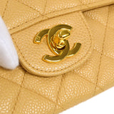 CHANEL 1997-1999 Classic Double Flap Medium Beige Caviar