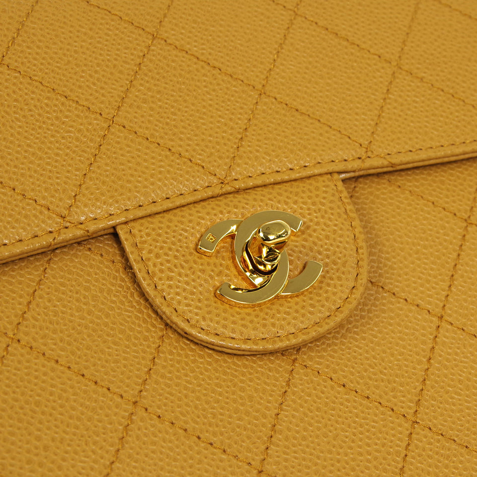 CHANEL 1998 Classic Single Flap Jumbo Camel Caviar