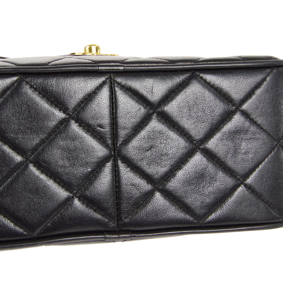 CHANEL 1991-1994 Pocket Camera Bag Mini Black Lambskin