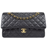 CHANEL 2001-2003 Classic Double Flap Medium Black Caviar