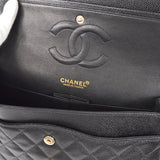 CHANEL 2001-2003 Classic Double Flap Medium Black Caviar