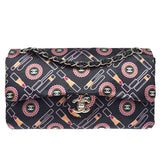 CHANEL 2004-2006 Cosmetic Printed Classic Single Flap Medium Satin