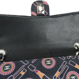 CHANEL 2004-2006 Cosmetic Printed Classic Single Flap Medium Satin